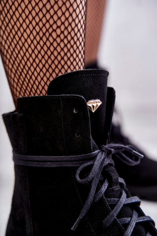 Botines de ante con cremalleras Nicole en negro