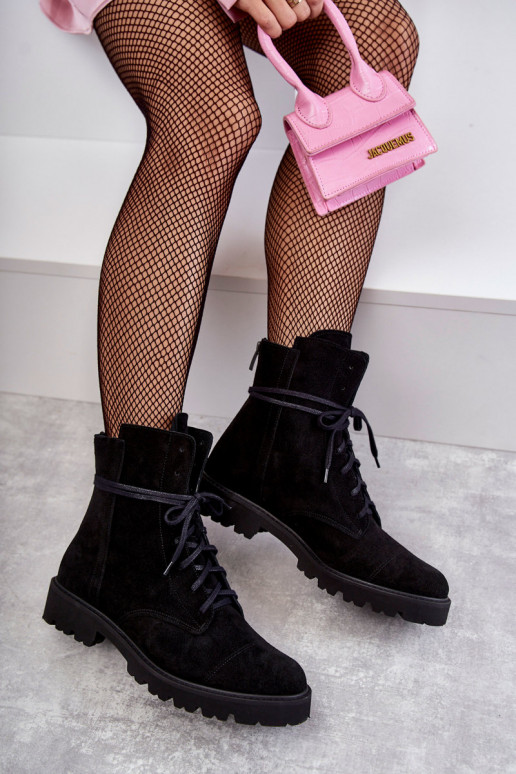 Botines de ante con cremalleras Nicole en negro