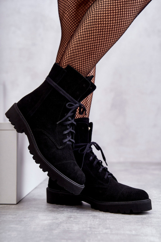 Botines de ante con cremalleras Nicole en negro