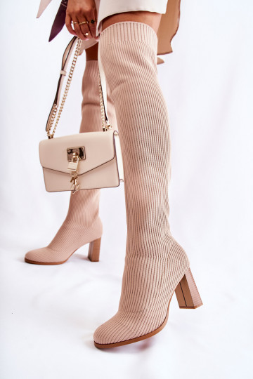 Zapatos largos con tacón modelo clásico en color beige Laossi 2