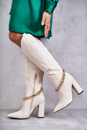 Botines calefactables con cadenas marfil Jasmin 2