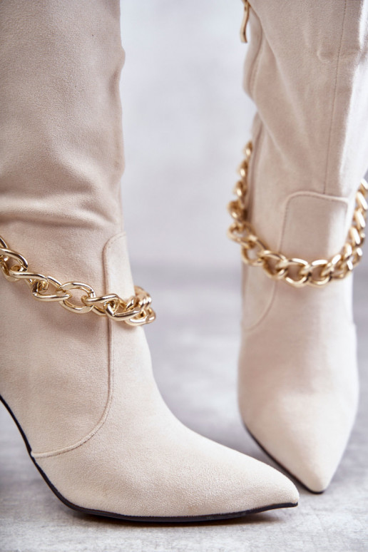 Botines calefactables con cadenas marfil Jasmin