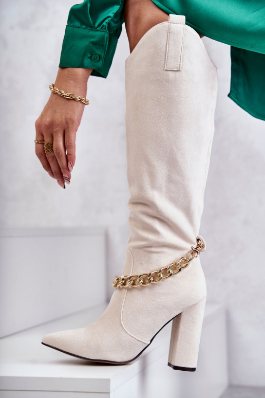 Botines calefactables con cadenas marfil Jasmin