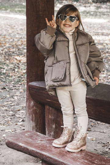 Botas infantiles brillantes y cálidas en color rosa/dorado Sirena 2