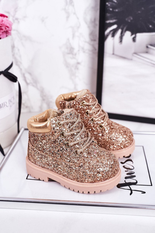 Botas infantiles brillantes y cálidas en color rosa/dorado Sirena