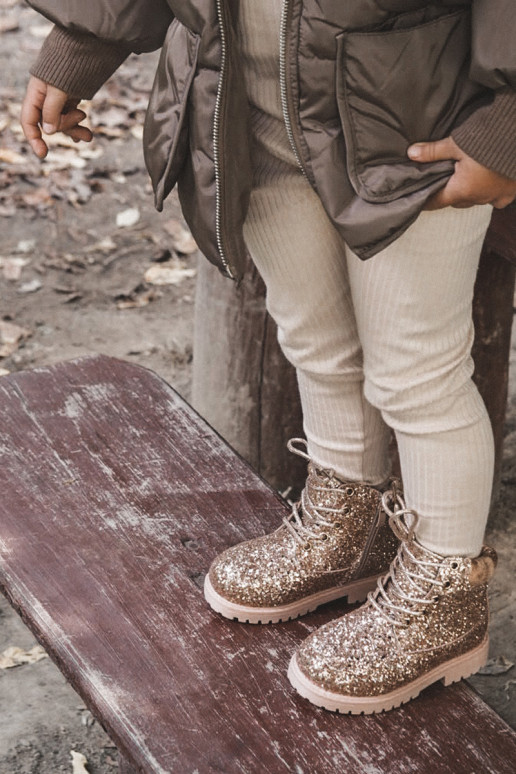 Botas infantiles brillantes y cálidas en color rosa/dorado Sirena