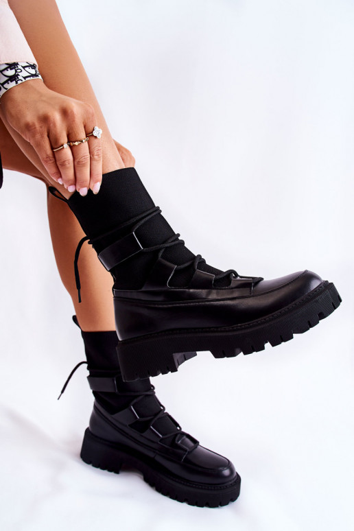 Botas negras macizas con suela tipo calcetín Fallor
