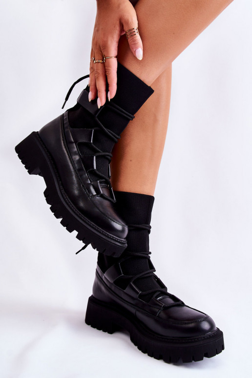 Botas negras macizas con suela tipo calcetín Fallor