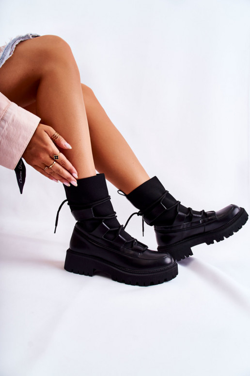 Botas negras macizas con suela tipo calcetín Fallor