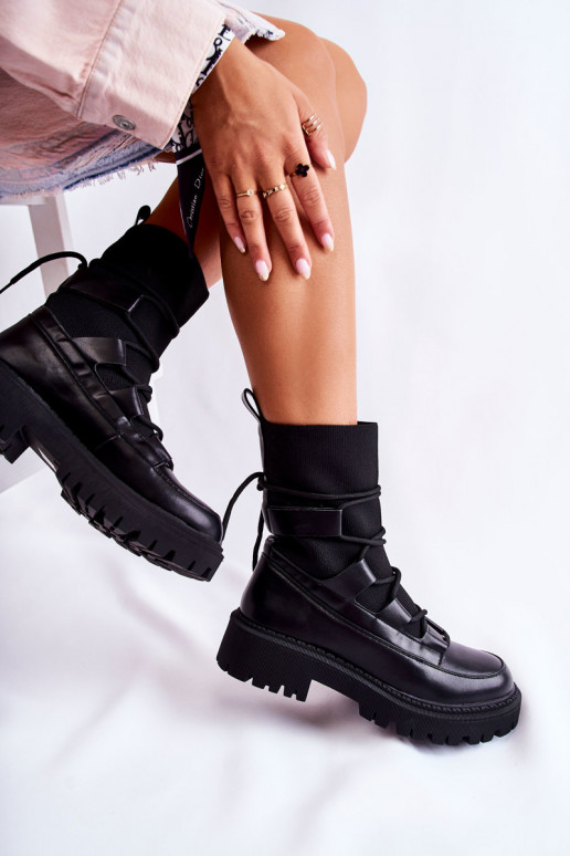 Botas negras macizas con suela tipo calcetín Fallor