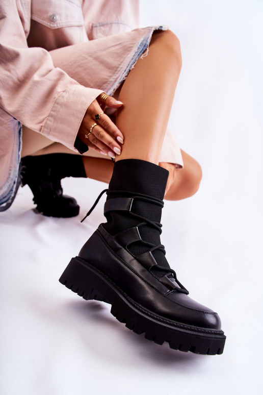 Botas negras macizas con suela tipo calcetín Fallor