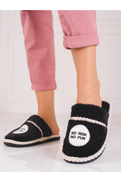 Pantuflas de mujer con pelo Shelovet color negro