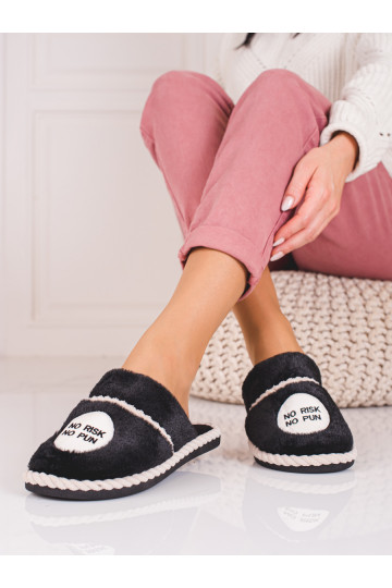 Pantuflas de mujer con pelo Shelovet color negro 2