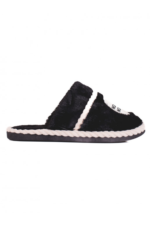 Pantuflas de mujer con pelo Shelovet color negro