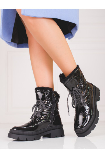 Botas de nieve cálidas de mujer con pelo Shelovet color negro 2