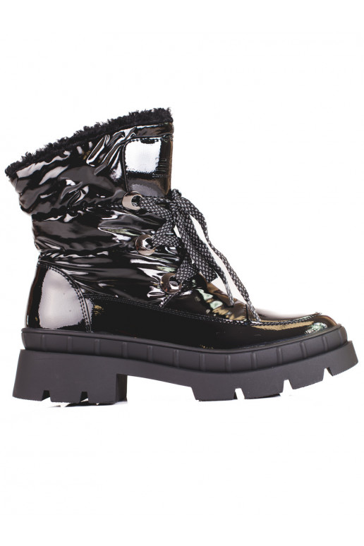 Botas de nieve cálidas de mujer con pelo Shelovet color negro