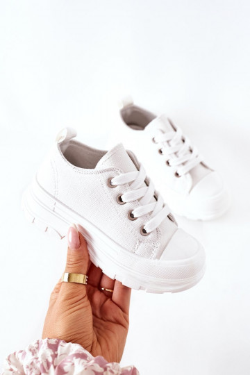 Zapatillas de ocio infantil con plataforma en color blanco Travel Time