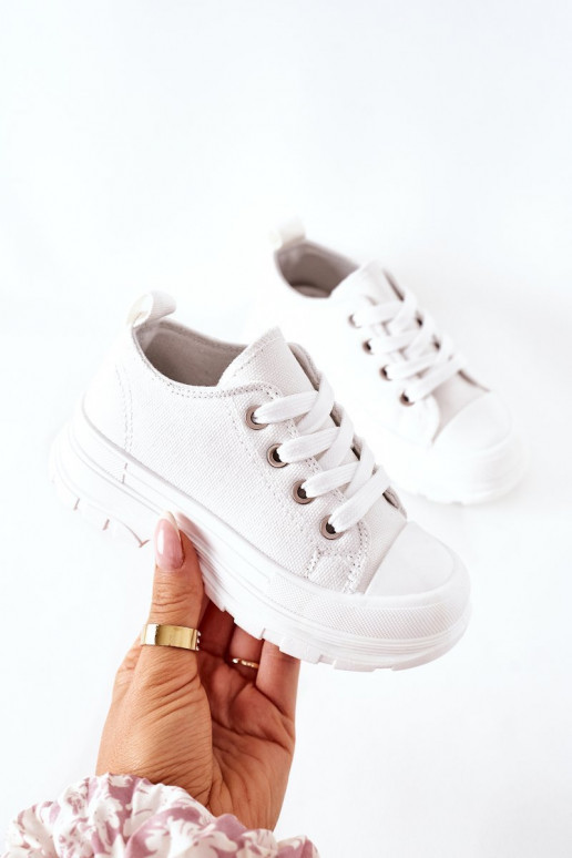 Zapatillas de ocio infantil con plataforma en color blanco Travel Time