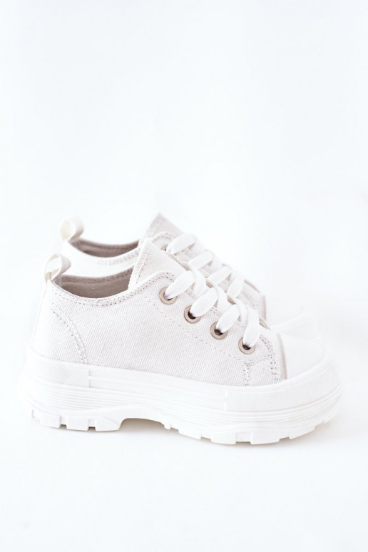 Zapatillas de ocio infantil con plataforma en color blanco Travel Time