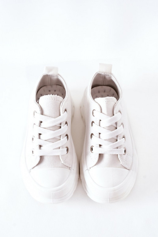 Zapatillas de ocio infantil con plataforma en color blanco Travel Time