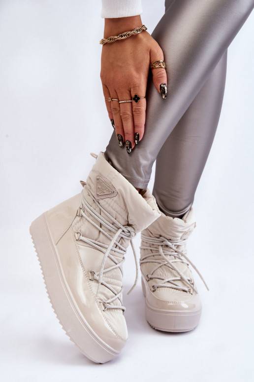 Botas de nieve con cordones y calefacción para mujer Carrios Ivory