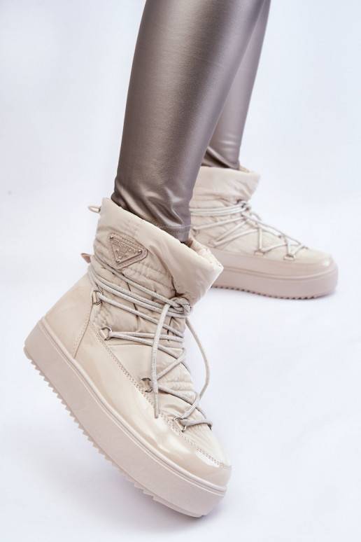 Botas de nieve con cordones y calefacción para mujer Carrios Ivory