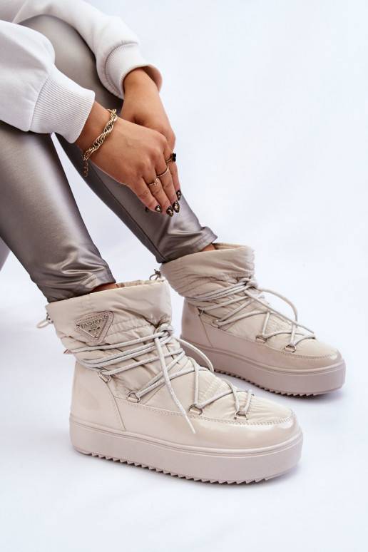 Botas de nieve con cordones y calefacción para mujer Carrios Ivory