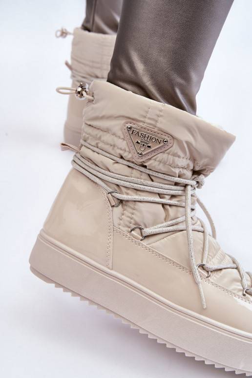 Botas de nieve con cordones y calefacción para mujer Carrios Ivory