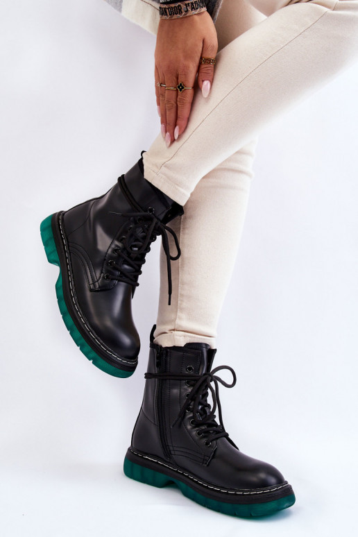 Botas cereza negras Trinah con suela verde