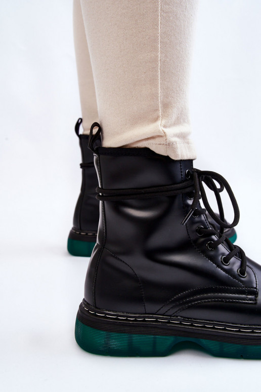 Botas cereza negras Trinah con suela verde