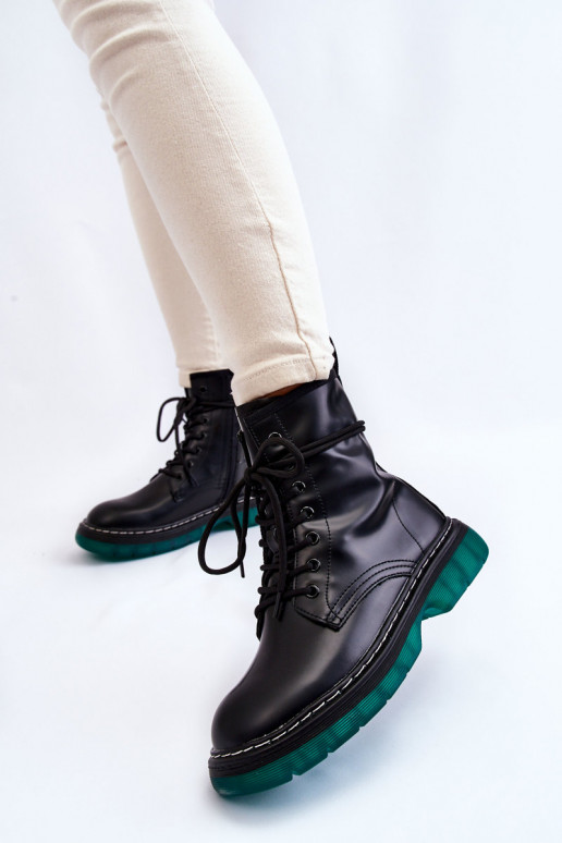 Botas cereza negras Trinah con suela verde