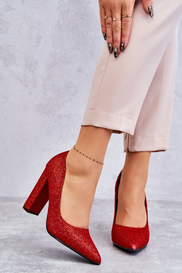 Zapatos tacón rojo brillante Elmira