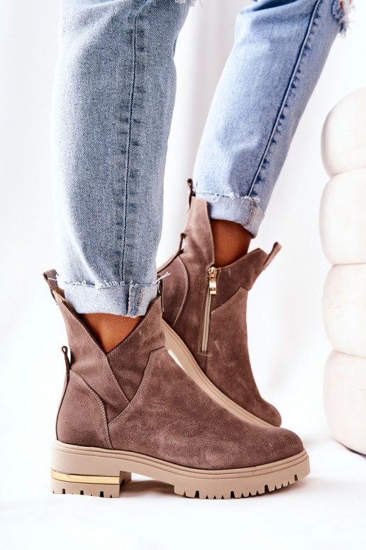 Botas calefactables en color capuchino Cut Out Tanya