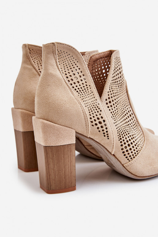 Botines de mujer con tacón Leanna en color marfil