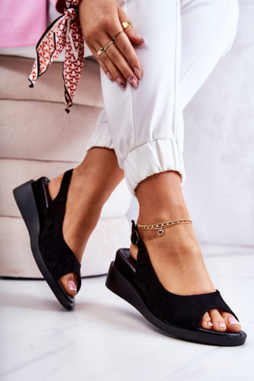 Sandalias Camille de ante con hebillas en negro