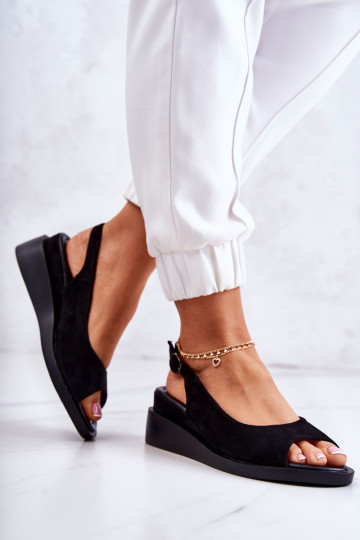 Sandalias Camille de ante con hebillas en negro 2