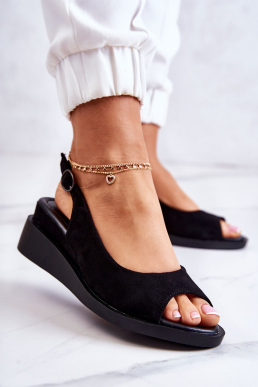 Sandalias Camille de ante con hebillas en negro