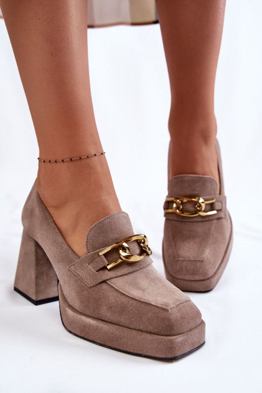 Zapatos de ante con cadenas Laura Messi color marrón
