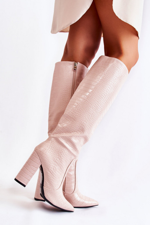 botas largas con tacones beige Constanza