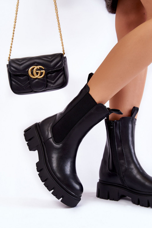 Botas gruesas con plataforma en negro Aliana
