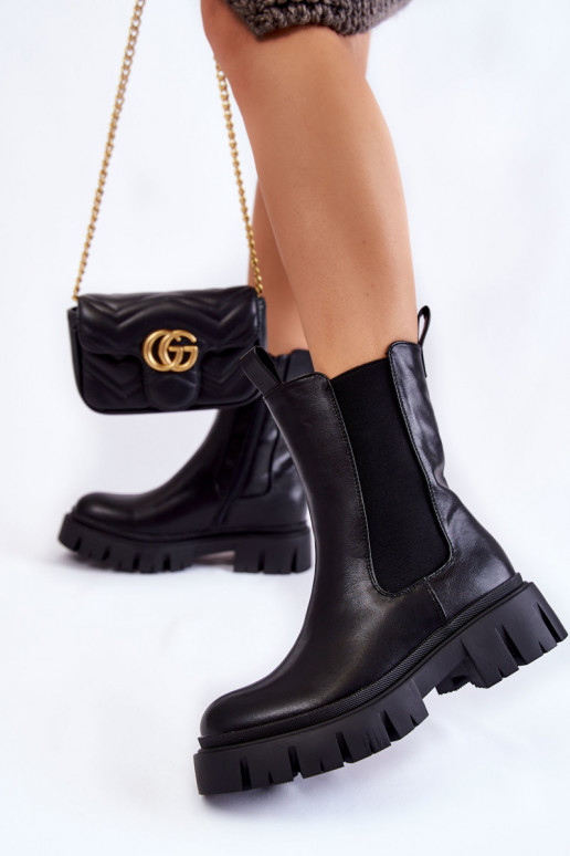 Botas gruesas con plataforma en negro Aliana