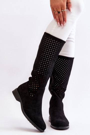 Botas largas de ante color negro Savannah