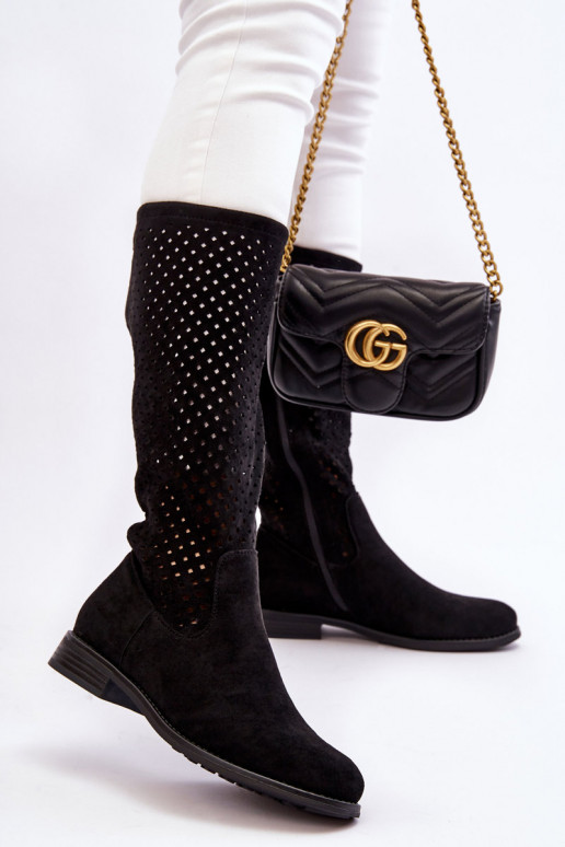 Botas largas de ante color negro...