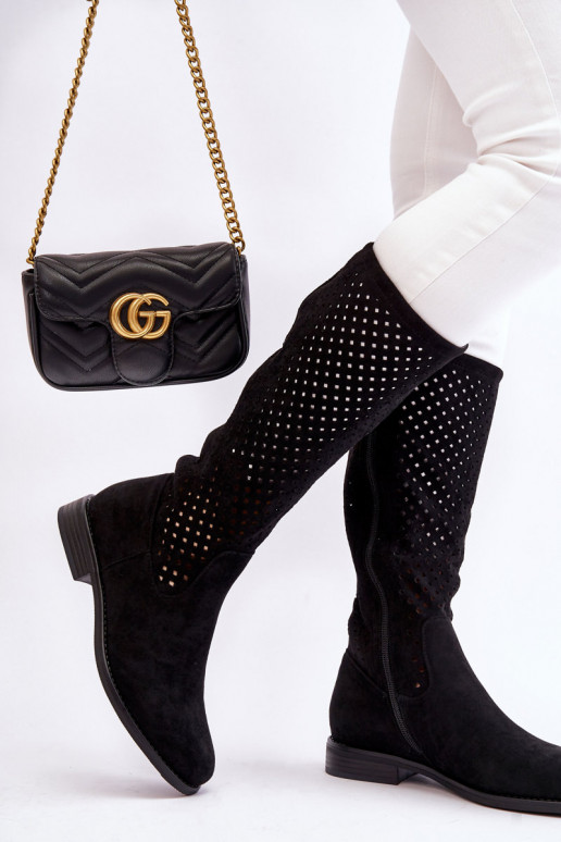 Botas largas de ante color negro...