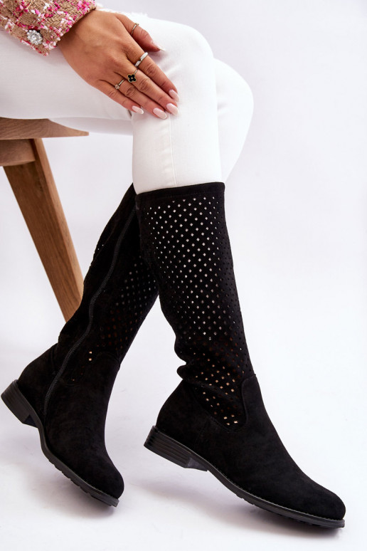 Botas largas de ante color negro Savannah