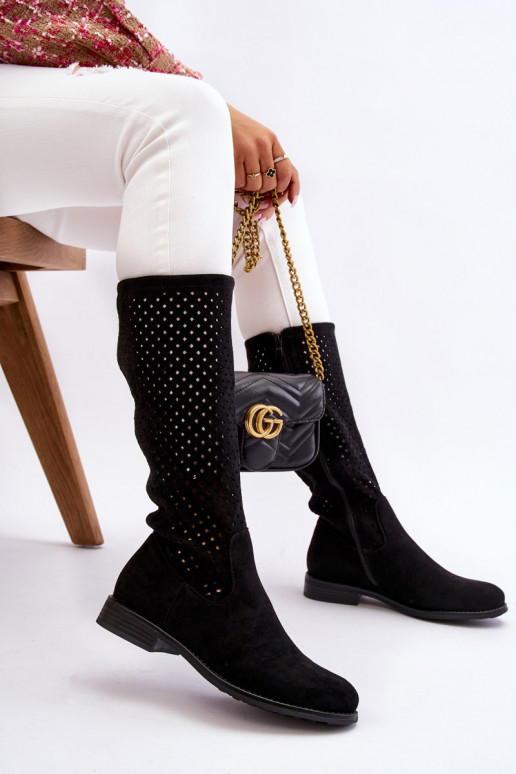 Botas largas de ante color negro...