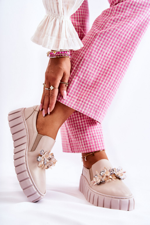 Zapatillas Slip-On con adornos beige... Zapatillas Slip-On con adornos beige...