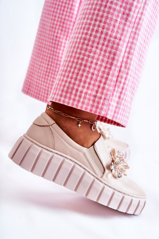 Zapatillas Slip-On con adornos beige... Zapatillas Slip-On con adornos beige...