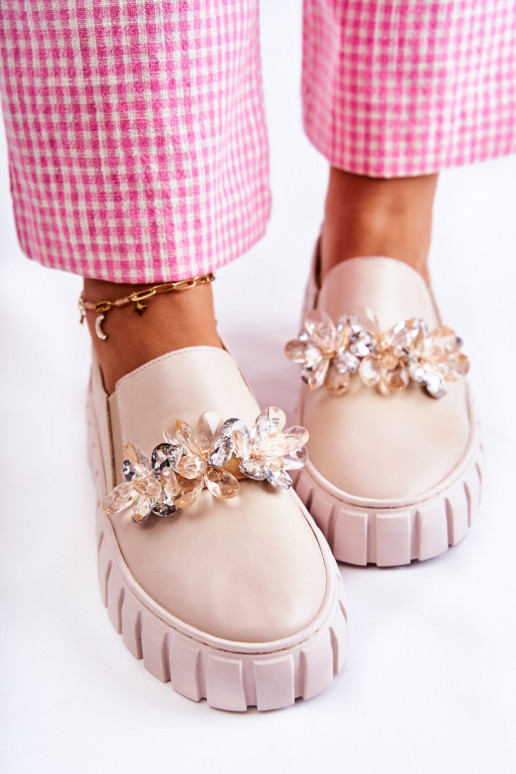 Zapatillas Slip-On con adornos beige... Zapatillas Slip-On con adornos beige...