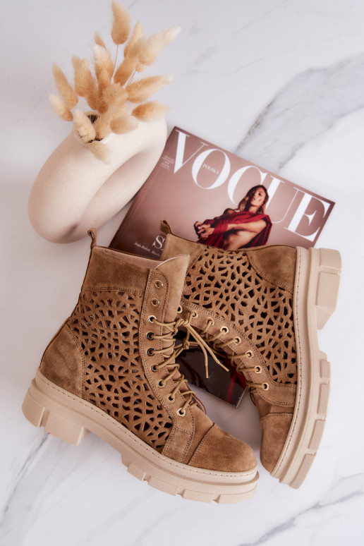 Botines calados en ante marrón Aileen Botines calados en ante marrón Aileen